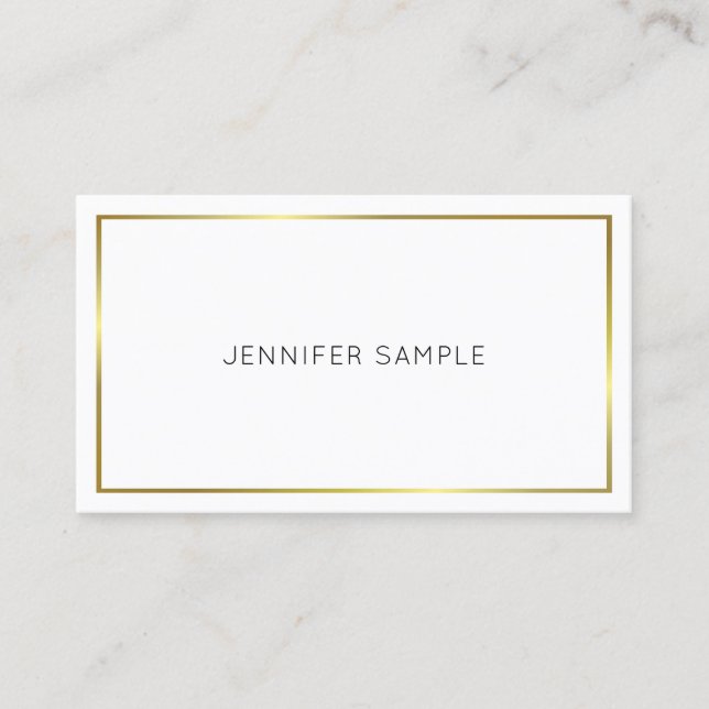 Trendy Simple Elegant Design Gold Plain Luxury Business Card (Front)