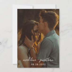 Trendy Simple Elegant Script Photo Wedding Invitation