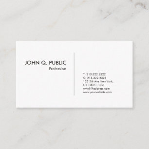 Trendy Simple Graphic Design Elegant Plain White Business Card