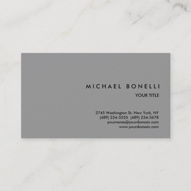 Trendy Simple Grey Professional Business Card (Front)