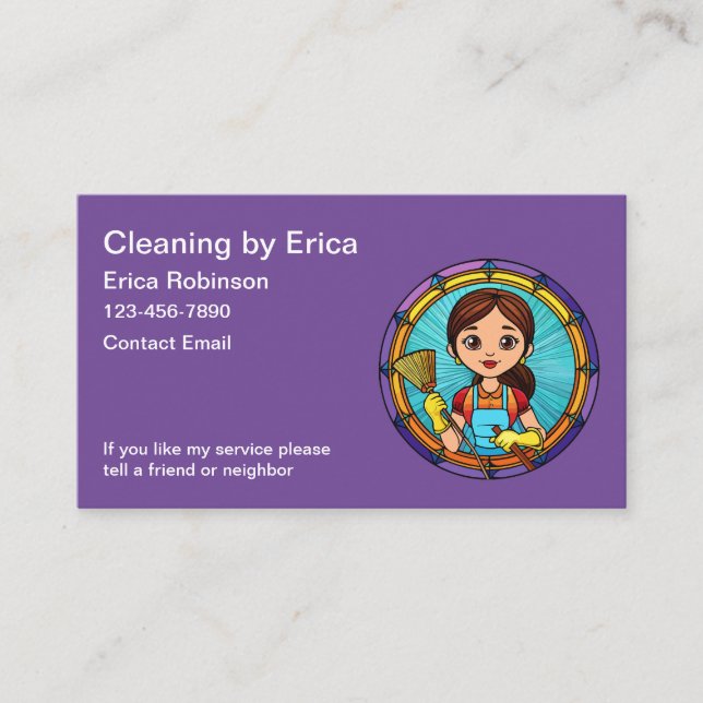 Trendy Simple House Cleaning Maid Business Cards  (Front)