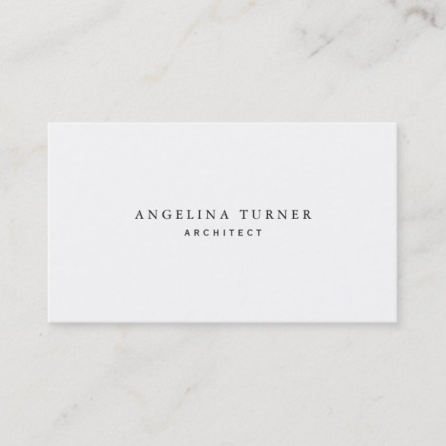 Trendy Simple Minimalist White Professional Business Card (Front)