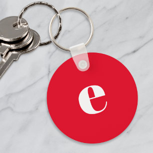 Trendy Simple Modern Initial Monogrammed Red Key Ring