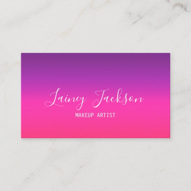 Trendy Simple Neon Purple and pink ombre abstract  Business Card (Front)