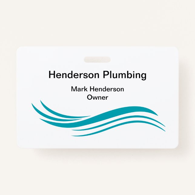 Trendy Simple Plumber Staff Business Badges ID Badge (Back)