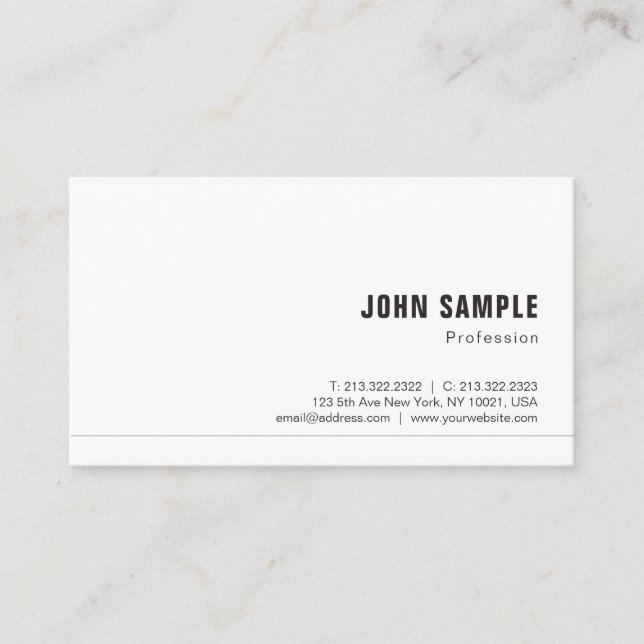 Trendy Simple Professional Creative Elegant White Business Card (Front)