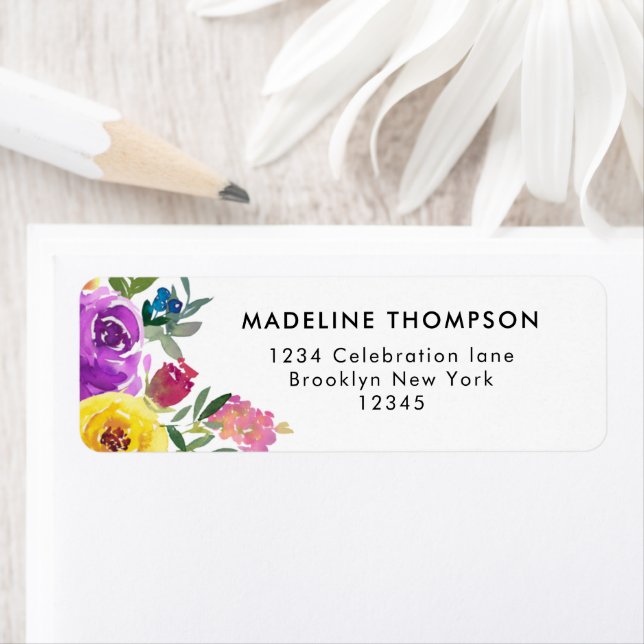 Trendy Simple Purple Pink Floral Watercolor (Insitu)