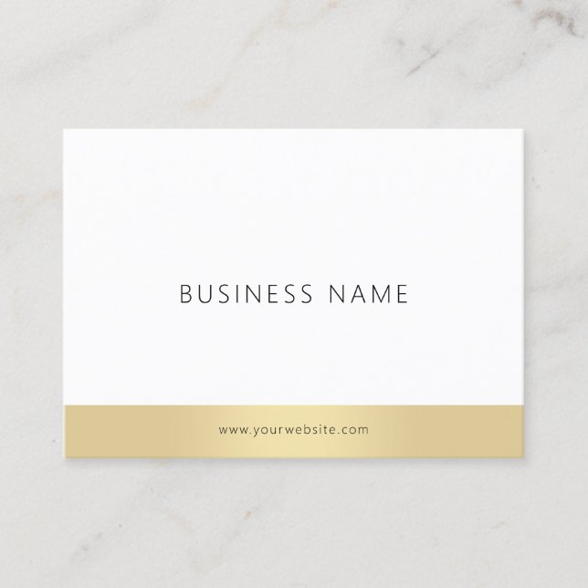 Trendy Simple Template Elegant Gold White Modern Business Card (Front)