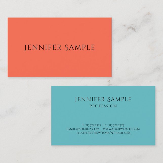 Trendy Simple Template Modern Elegant Professional Business Card (Front/Back)