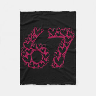 Trendy Six Seven Viral Sketch Heart 67 Cute Valent Fleece Blanket