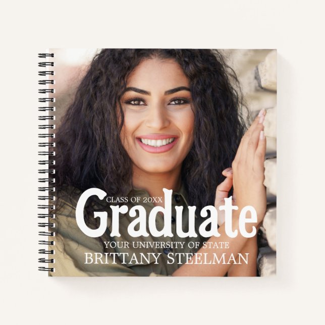 Trendy Sketch Photo Graduation Party Guest Book (Front)
