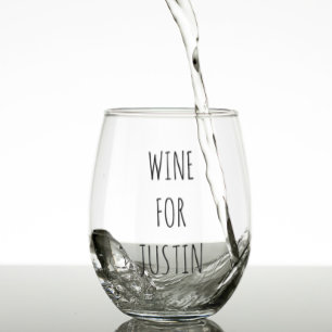 Trendy Skinny Font Personalised name Stemless Wine Glass