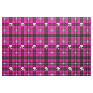 Trendy skull pink black white plaid cool fabric