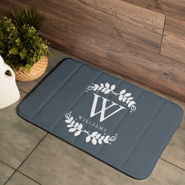 Trendy Slate Grey Monogram Bath Mat (Creator Uploaded)