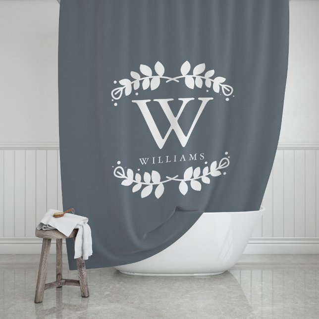 Trendy Slate Grey Monogram Shower Curtain (Creator Uploaded)