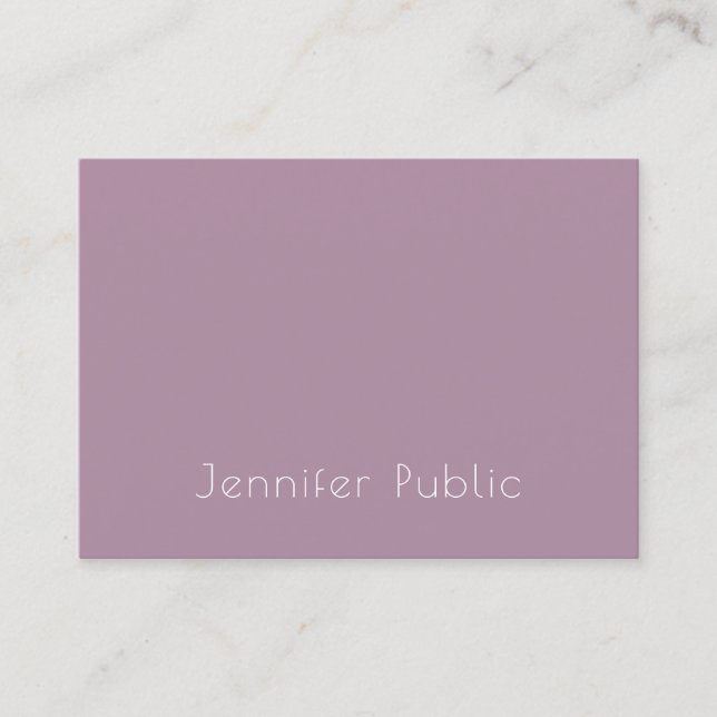 Trendy Sleek Modern Elegant Purple Minimalist Chic Business Card (Front)