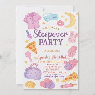 Trendy Sleepover Birthday Invitation