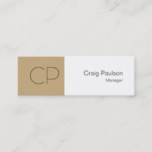 Trendy Slim Beige White Monogram Business Card