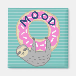 Trendy Sloth & Pink Iced Doughnut Mood Magnet