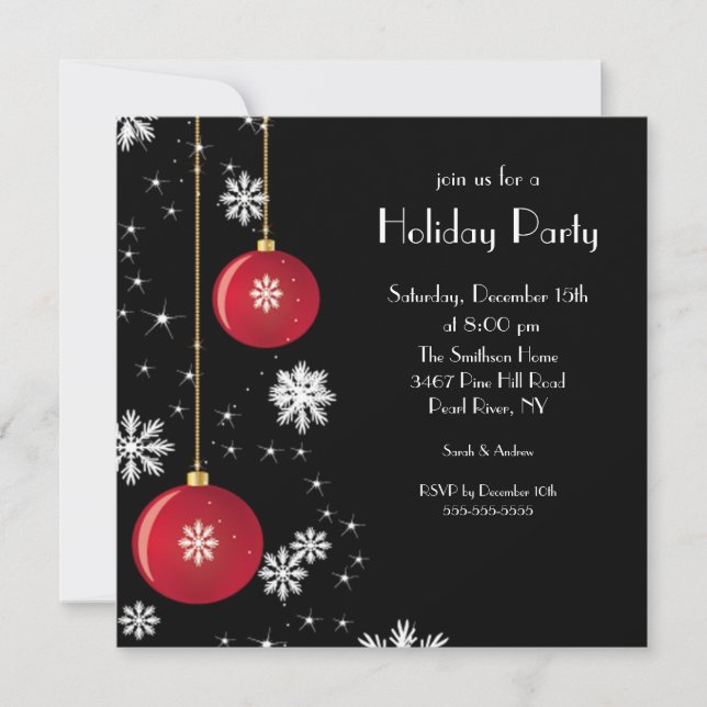 Trendy Snowflake Ornament Holiday Party Invitation (Front)