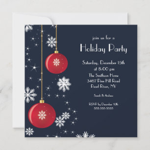 Trendy Snowflake Ornament Holiday Party Invitation
