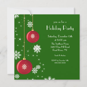 Trendy Snowflake Ornament Holiday Party Invitation
