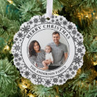 Trendy Snowflakes Black and White Merry Christmas