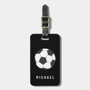 Trendy Soccer Ball Football Personalised Black     Luggage Tag