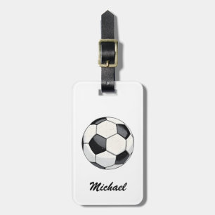 Trendy Soccer Ball Football Personalised white Luggage Tag
