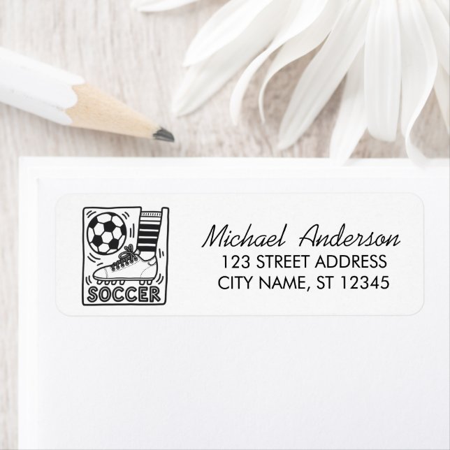 Trendy Soccer Ball Football Return Address         (Insitu)