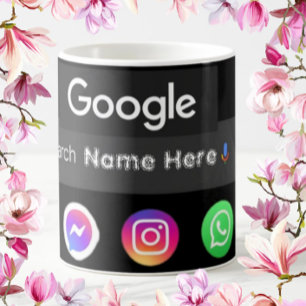 Trendy Social Media Icons Google Search Bar Black Coffee Mug