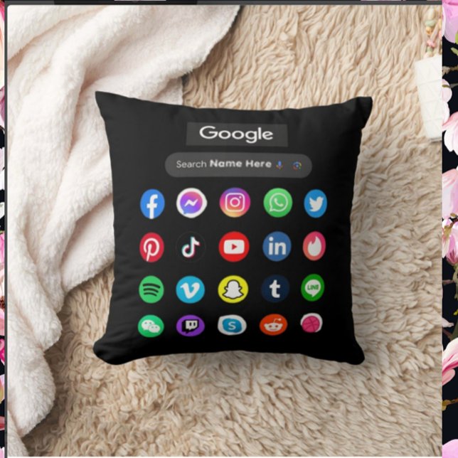 Trendy Social Media Icons Google Search Bar Black Cushion (Creator Uploaded)