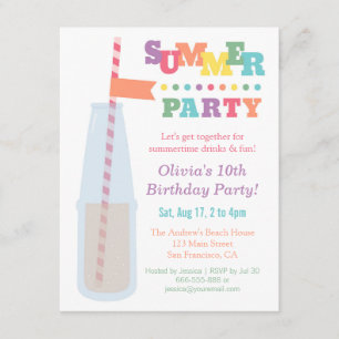 Trendy Soda Summer Birthday Party Invitations