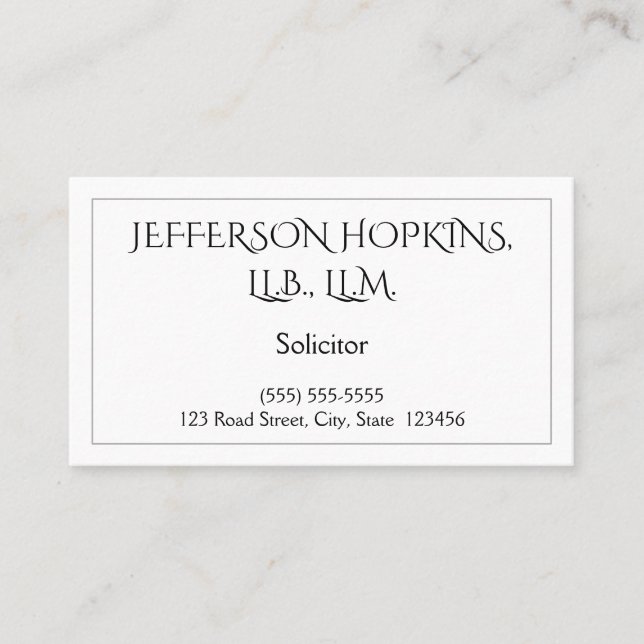 Trendy Solicitor Business Card (Front)