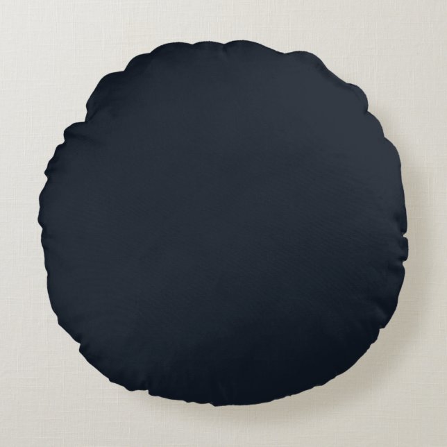 trendy solid, plain deep navy  round cushion (Front)