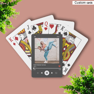 Trendy Song Player Photo & Name Unique Black  Playing Cards