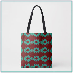 Trendy Southwest Pattern Turquoise Tote Bag