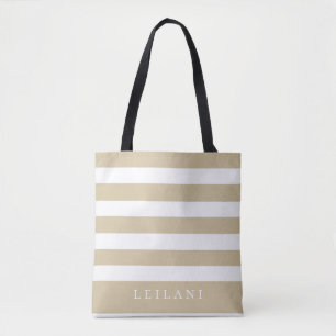 Trendy Soybean Beige Stripe Pattern Tote Bag