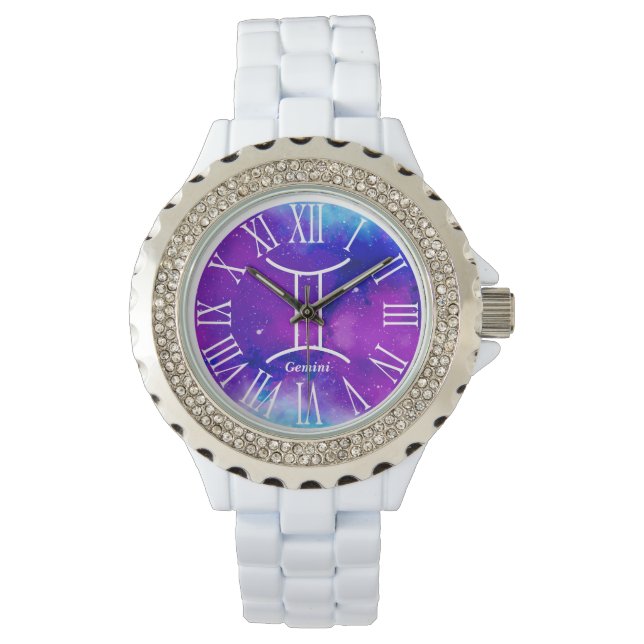 Trendy Space Galaxy Gemini Zodiac Watch (Front)