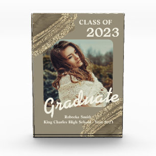 Trendy Spark Gold Graduation Photo Announcement