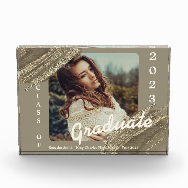 Trendy Spark Gold Graduation Photo Announcement  (Front)
