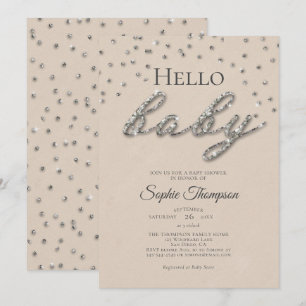 Trendy Sparkle Glitter Gender Neutral Baby Shower Invitation