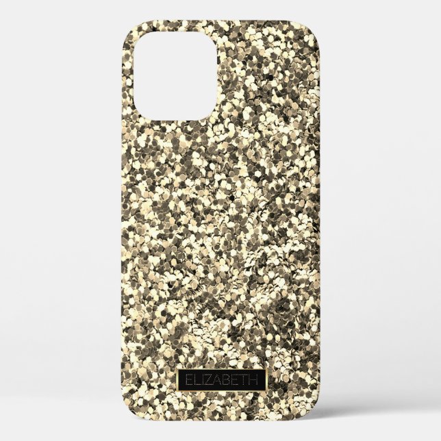 Trendy Sparkling Gold Glitter, Frame- Personalised Case-Mate iPhone Case (Back)