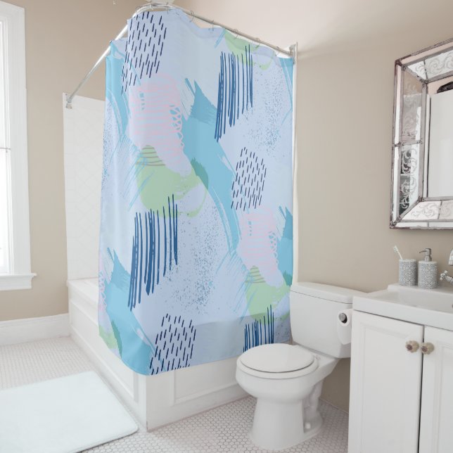 Trendy Spirals and Lines Shower Curtain (In Situ)