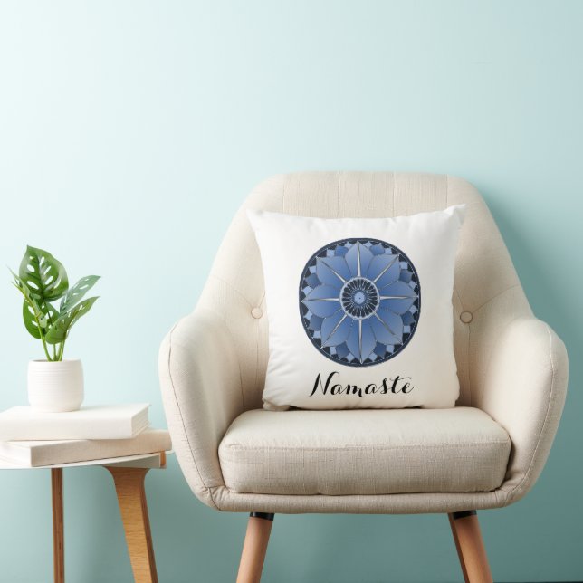 Trendy Spiritual Blue Mandala Namaste Cushion (Chair)
