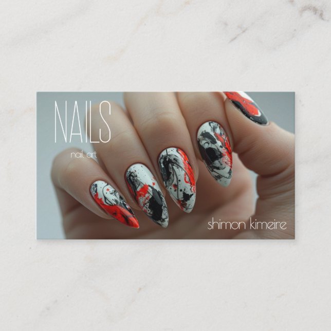 Trendy Splatter Paint Nail Art Manicurist Loyalty  Business Card (Front)