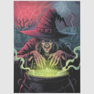 Trendy Spooky Halloween witch and Cauldron Tissue Paper