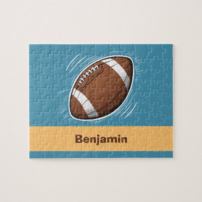 Trendy Sport Boy American Football Personalised  Jigsaw Puzzle (Horizontal)