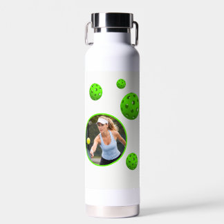 Trendy Sports Initial Name Photo Pickleball Paddle Water Bottle