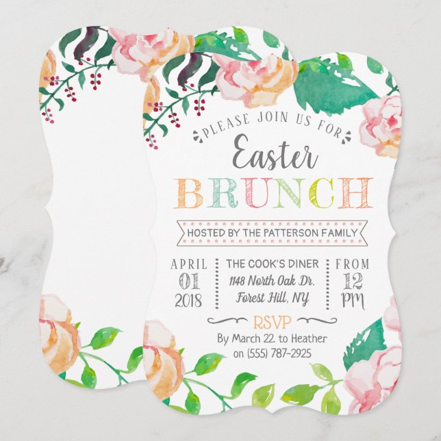 Trendy Spring Floral Easter Brunch Invitation (Front/Back)